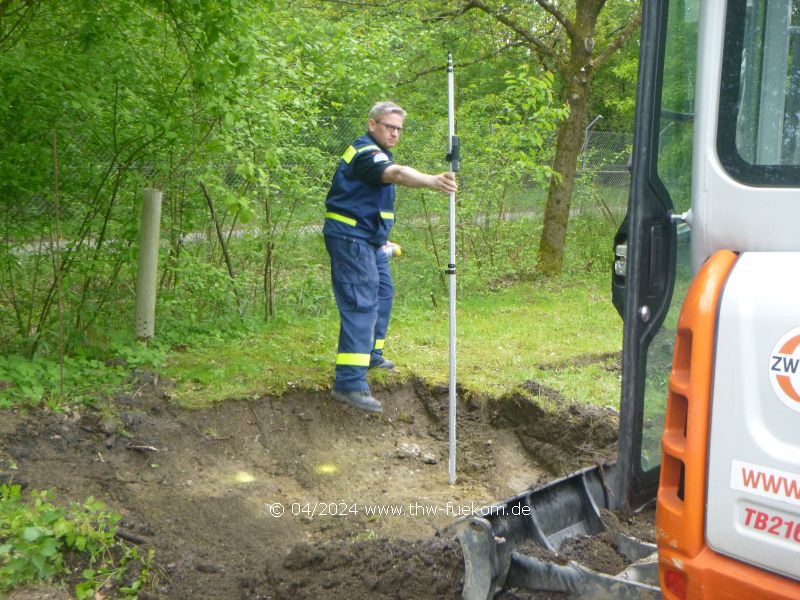 Einmessen der Tiefe des Versicherungsbeckens