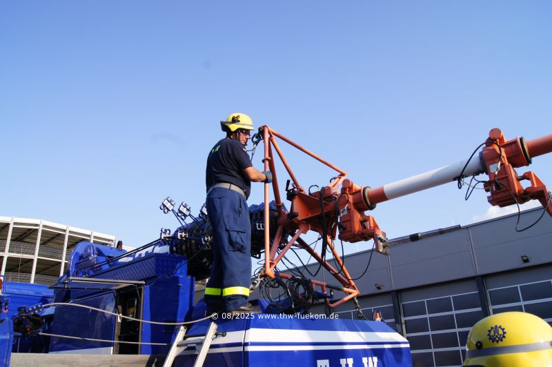 Sicherung des Antennenstandrohr nachdem dies ausgefahren und verriegelt wurde