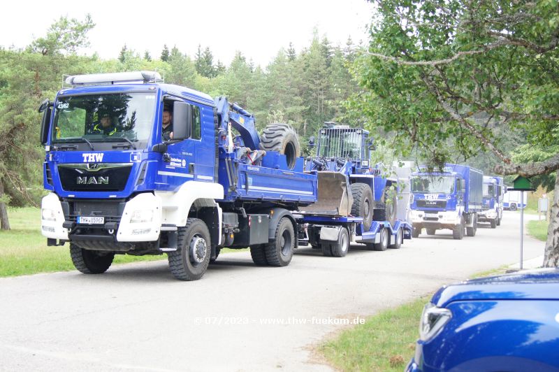 Anfahrt aus den THW Ortsverbänden in den Übungraum nach Stetten a.k.M.